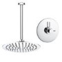 Chrome Single Outlet Thermostatic Mixer Shower with Round Ceiling Mounted Shower Head - Volta
