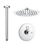 Chrome Single Outlet Thermostatic Mixer Shower with Round Ceiling Mounted Shower Head - Volta
