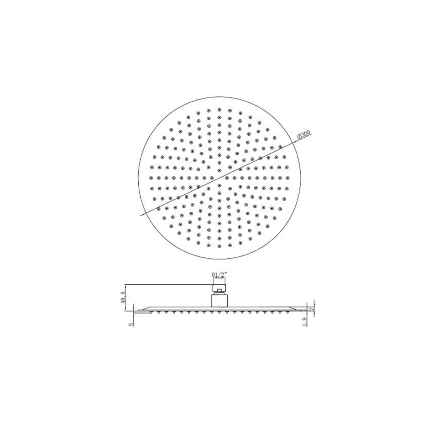 Chrome Single Outlet Thermostatic Mixer Shower with Round Ceiling Mounted Shower Head - Volta