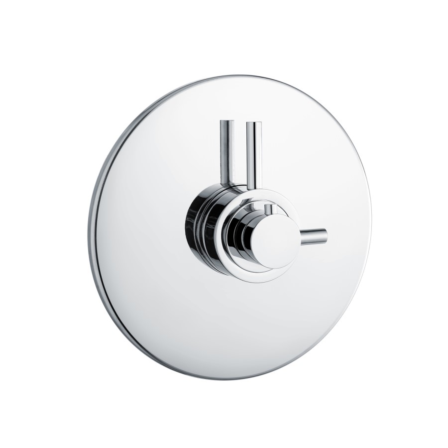 Chrome Single Outlet Thermostatic Mixer Shower with Round Ceiling Mounted Shower Head - Volta