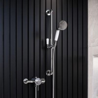 Chrome Thermostatic Mixer Shower With Traditional Slide Rail Kit & Hand Shower - Volta