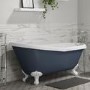 Grade A2 - Blue Freestanding Single Ended Roll Top Slipper Bath with White Feet 1615 x 690mm - Baxenden