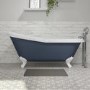 Blue Freestanding Single Ended Roll Top Slipper Bath with White Feet 1615 x 690mm - Baxenden