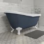 Grade A2 - Blue Freestanding Single Ended Roll Top Slipper Bath with White Feet 1615 x 690mm - Baxenden