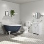 Grade A2 - Blue Freestanding Single Ended Roll Top Slipper Bath with White Feet 1615 x 690mm - Baxenden