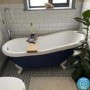 Grade A2 - Blue Freestanding Single Ended Roll Top Slipper Bath with White Feet 1615 x 690mm - Baxenden