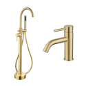 BUN/BeBa_26868/78933 Brass Freestanding Bath Shower Mixer and Basin Tap Set - Arissa