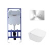 Wall Hung Smart Bidet Toilet Square with Frame Cistern&#160;and Chrome Flush Plate - Purificare