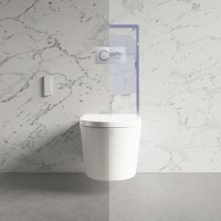 Grade A1 - Wall Hung Smart Bidet Round Toilet with 1160mm Frame Cistern and White Sensor Flush Plate - Purificare