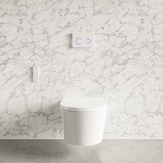 Wall Hung Smart Bidet Japanese Toilet with 1160mm Frame Cistern and White Sensor Flush Plate - Purificare