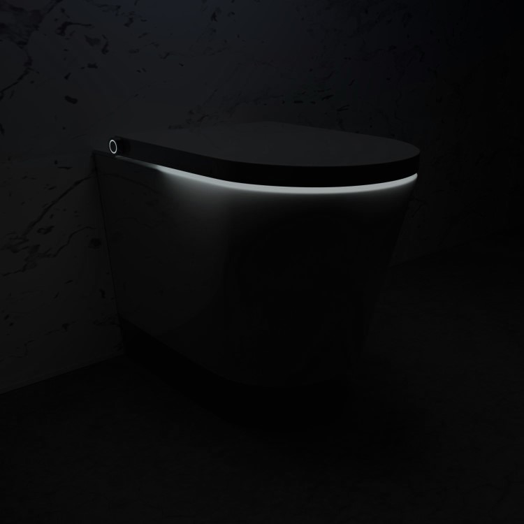 Wall Hung Smart Bidet Japanese Toilet with 1160mm Frame Cistern and Black Sensor Flush Plate - Purificare