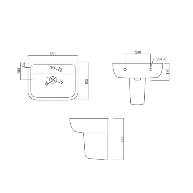 Close Coupled Toilet and Semi Pedestal Basin Bathroom Suite - Seren