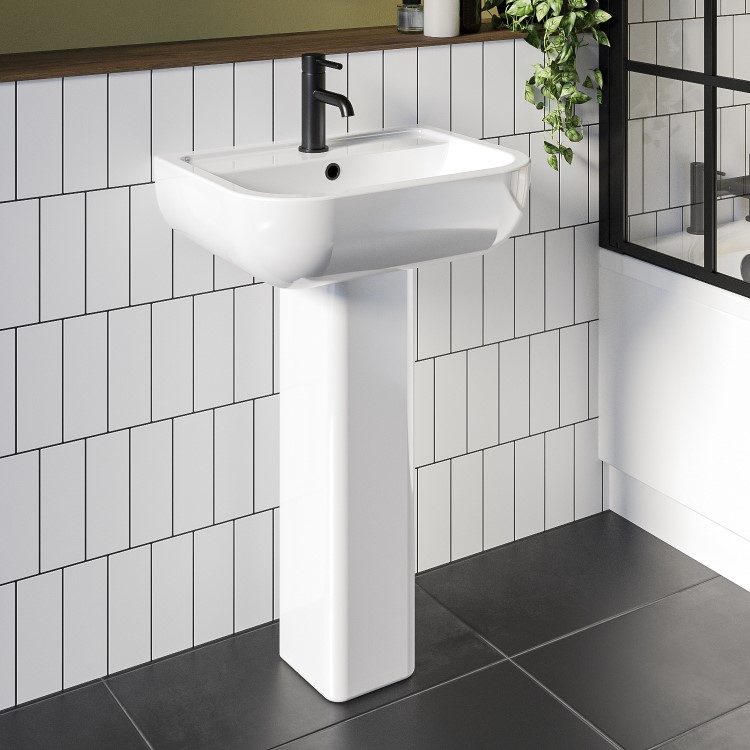 Grade A2 - Modern Pedestal Basin 550mm - Seren