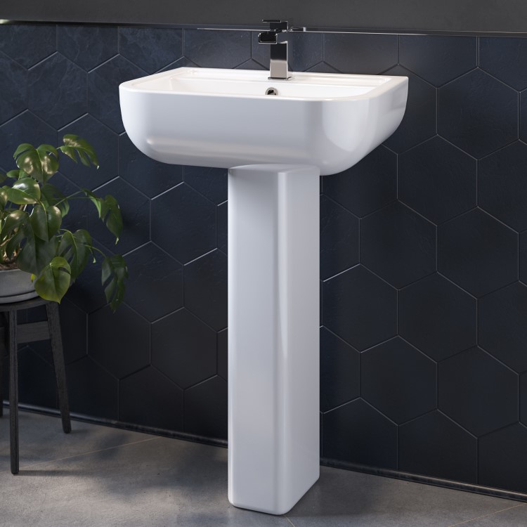 Grade A2 - Modern Pedestal Basin 550mm - Seren