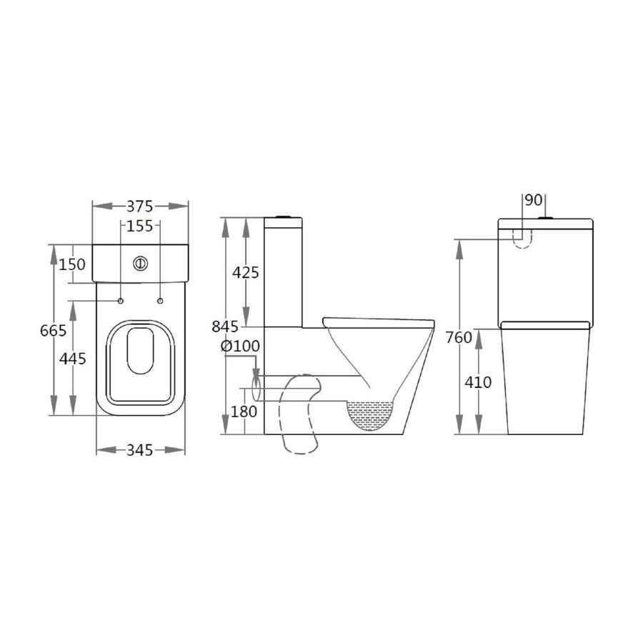 Close Coupled Toilet with Soft Close Seat - Evan