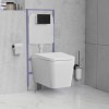 Wall Hung Toilet with Soft Close Seat Cistern Frame and Black Flush - Evan