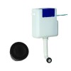 1100mm White Toilet and Sink Unit with Round Toilet and Black Flush - Portland
