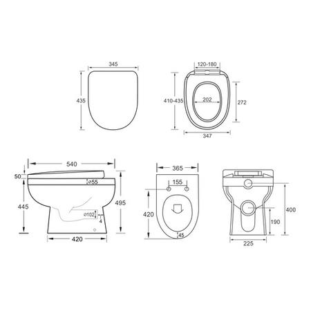Back to Wall Comfort Height Toilet with Soft Close Seat - Addison