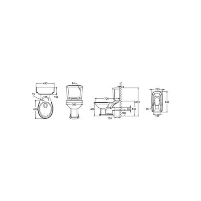 Traditional Close Coupled Toilet with Wooden Soft Close Seat - Park Royal