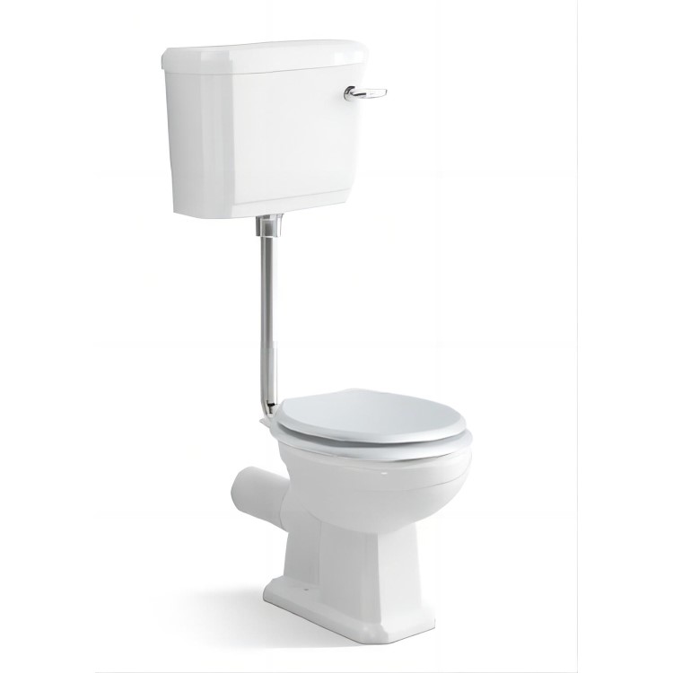 Close Coupled Traditional Low Level Toilet with Wooden Soft Close Seat - Park Royal