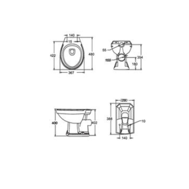 Park Royal Traditional High Level Toilet with Wooden Soft Close Seat 