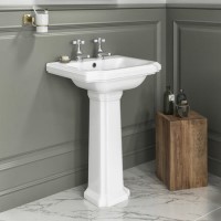 Grade A1 - Park Royal Traditional Two Tap Hole Basin and Full Pedestal