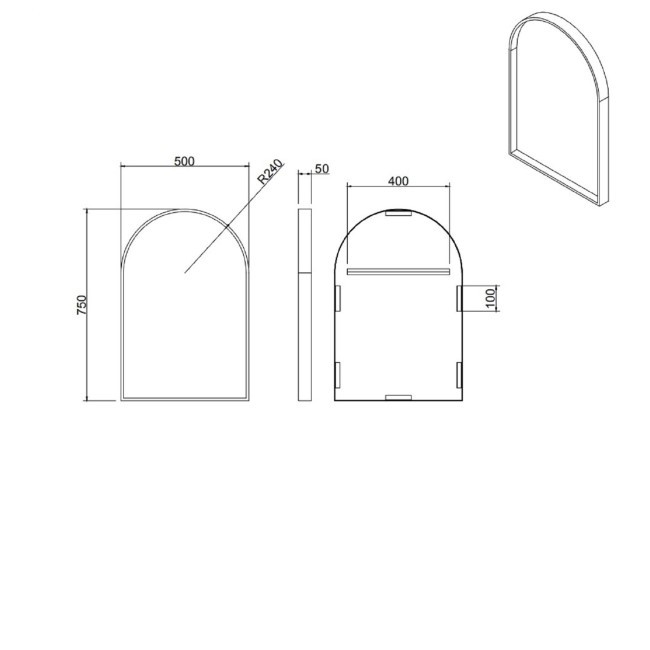 Arched Chrome Wall Mirror - 50 x 75cm - Empire