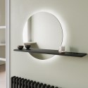 BUN/BeBa_27009/87449 Round LED Bathroom Mirror with Black Shelf - 50cm - Ersa