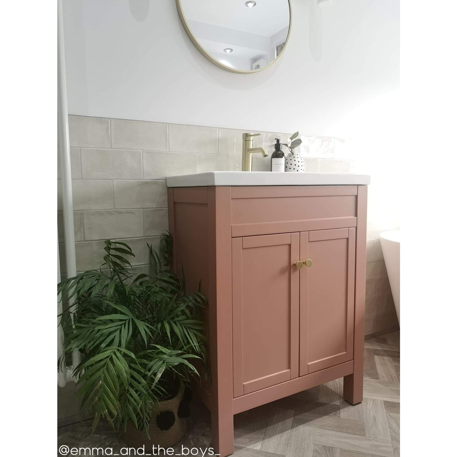 600mm Pink Freestanding Vanity Unit with Basin Avebury Furniture123