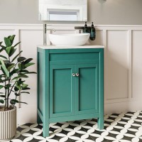 600mm Green Freestanding Countertop Vanity Unit with Basin - Avebury