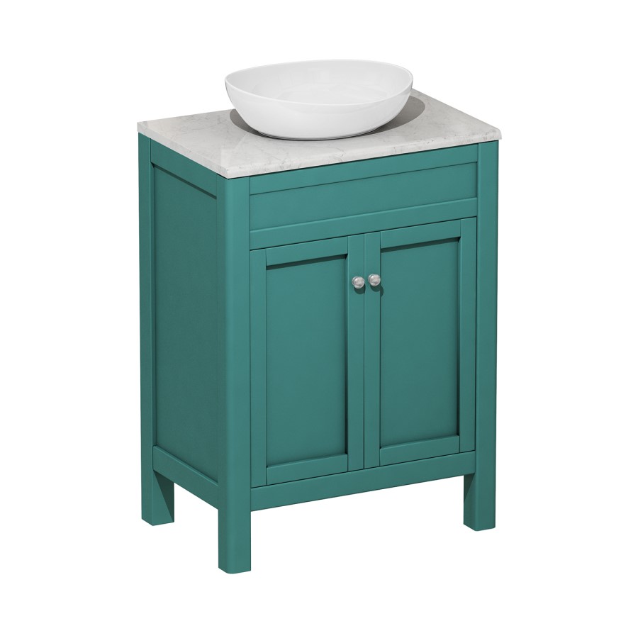 600mm Green Freestanding Countertop Vanity Unit with Basin - Avebury