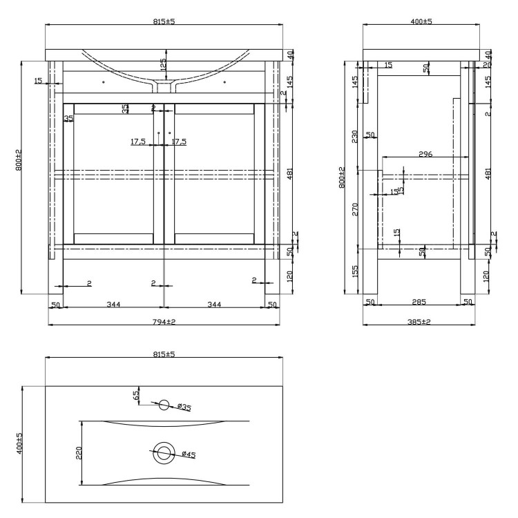 Grade A2 - 800mm Grey Freestanding Vanity Unit with Basin - Avebury