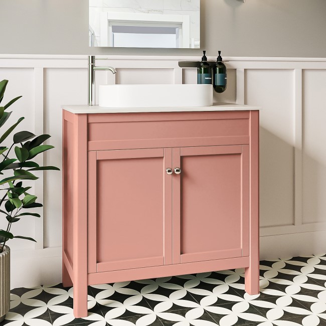 800mm Pink Freestanding Countertop Vanity Unit with Basin - Avebury