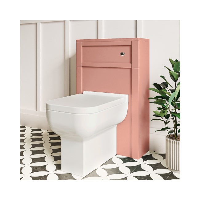 500mm Pink Back to Wall Unit with Modern Toilet - Avebury