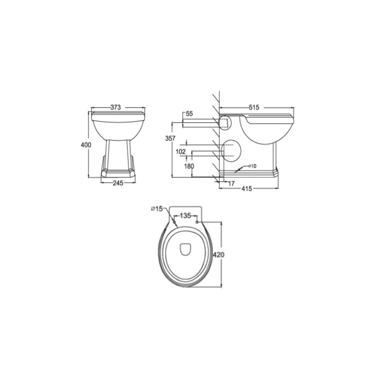 500mm Green Back to Wall Unit with Traditional Toilet - Avebury