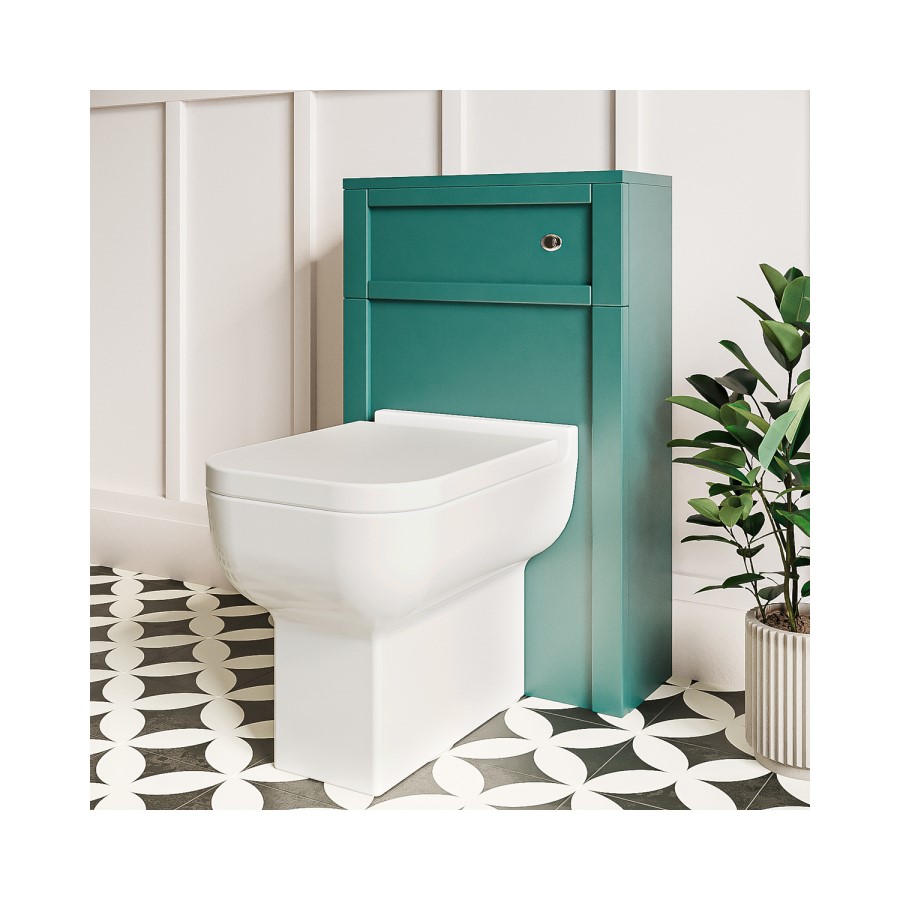 500mm Green Back to Wall Unit with Modern Toilet - Avebury