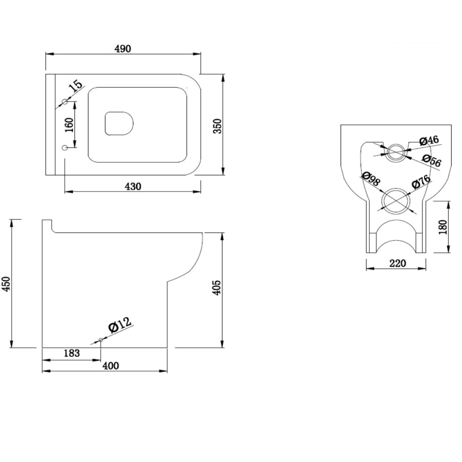 500mm Green Back to Wall Unit with Modern Toilet - Avebury
