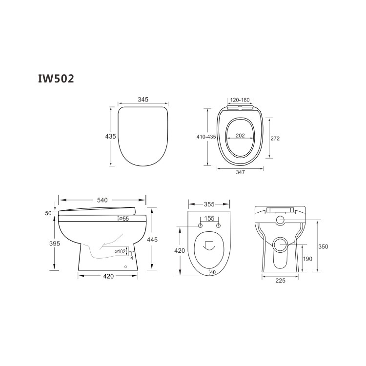 1600mm White Toilet and Sink Unit with Traditional Toilet and Storage Unit - Westbury