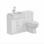 1200mm White Toilet and Sink Unit with Traditional Toilet and Mirrored Wall Cabinet - Westbury