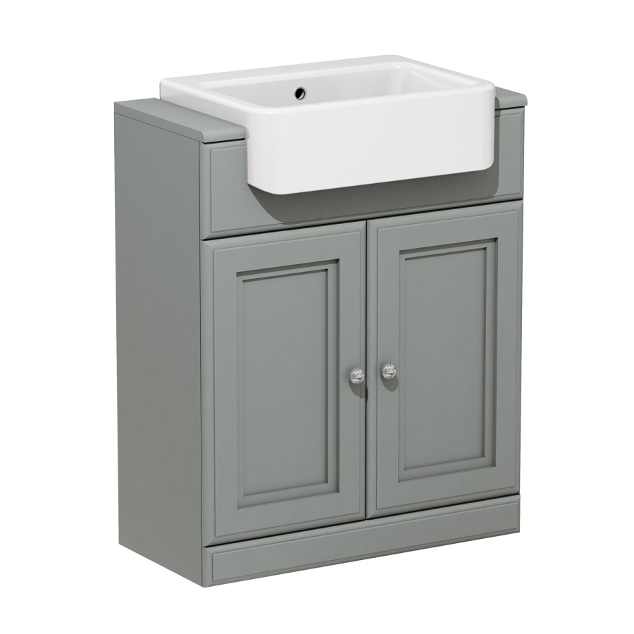 Grade A2 - 670mm Light Grey Freestanding Vanity Unit with Basin - Westbury