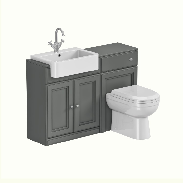 1200mm Dark Grey Toilet and Sink Unit with Traditional Toilet - Westbury