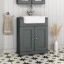 GRADE A1 - 670mm Dark Grey Freestanding Vanity Unit with Basin - Westbury