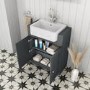GRADE A1 - 670mm Dark Grey Freestanding Vanity Unit with Basin - Westbury
