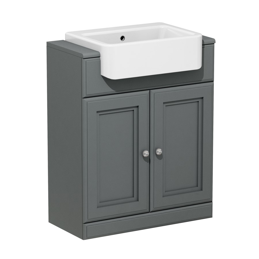 GRADE A1 - 670mm Dark Grey Freestanding Vanity Unit with Basin - Westbury