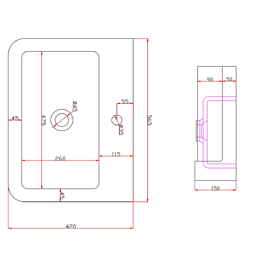 GRADE A1 - 670mm Dark Grey Freestanding Vanity Unit with Basin - Westbury
