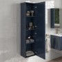 Grade A2 - Double Door Blue Wall Mounted Tall Bathroom Cabinet with Brass Handles 350 x 1400mm - Ashford