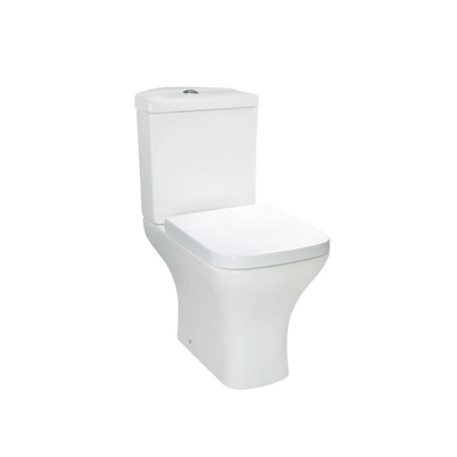 Grade A1 - Cloakroom Suite with Corner Pedestal Basin and Square Close Coupled Toilet