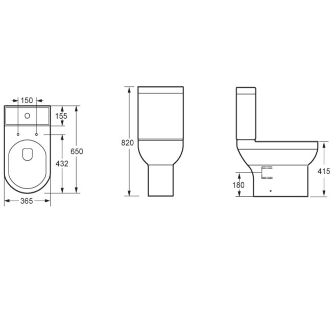 Grade A1 - Close Coupled Rimless Toilet with Soft Close Seat - Pendle