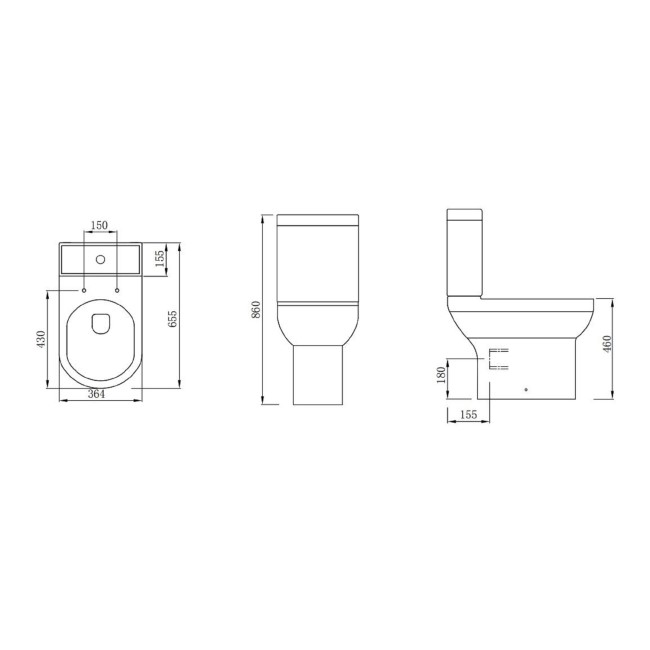 Close Coupled Comfort Height Toilet with Soft Close Seat - Pendle