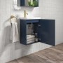 400mm Blue Cloakroom Wall Hung Vanity Unit with Basin and Brass Handle - Ashford